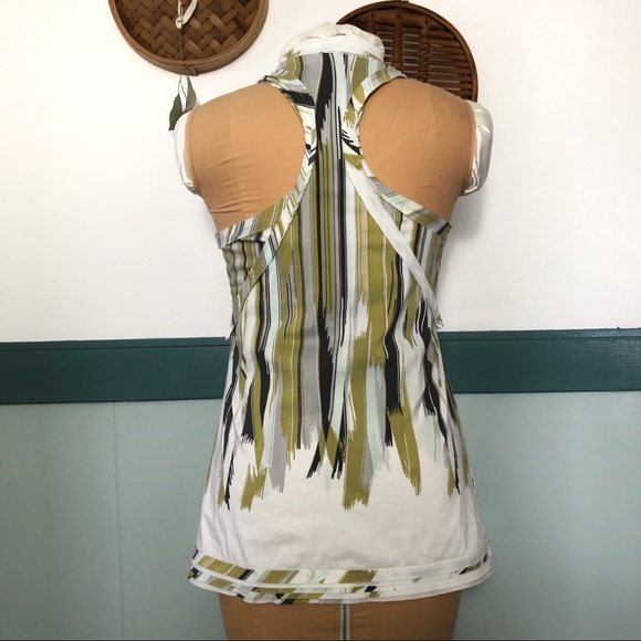 BCBG Max ruffled summer work top green, grey, blue - Picture 4 of 8